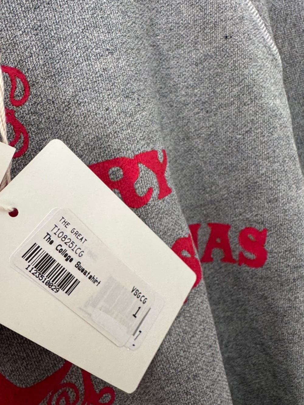 The Great. The College Sweatshirt NWT Sweater Merry Christmas Grey 1 Small RARE - Picture 4 of 8